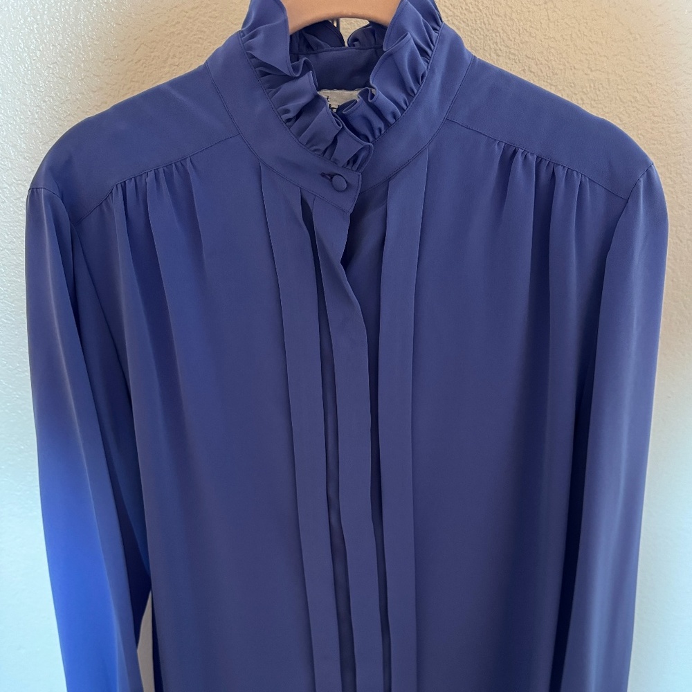 Vintage Ruffled Nordstrom Amethyst Jewel Tone Blouse - Size 16